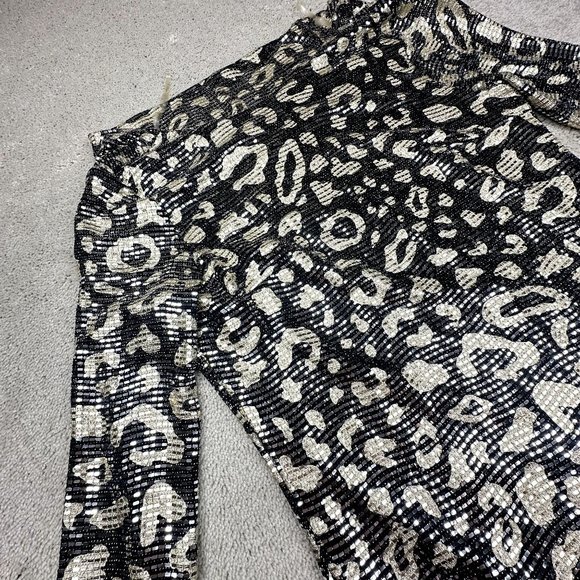 Adrienne NWT Sequin Dress Size Small Black And Gold with silver sequins Long sle - Picture 3 of 10